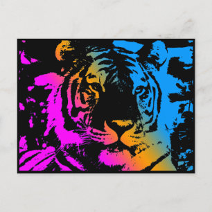 COREY TIGER '80-TAL RETRO PSYKEDLISK TIGERANSIKTE VYKORT