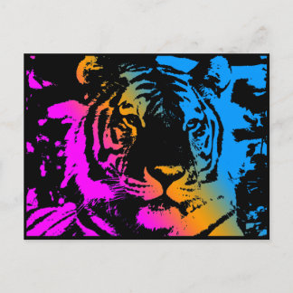 COREY TIGER '80-TAL RETRO PSYKEDLISK TIGERANSIKTE VYKORT