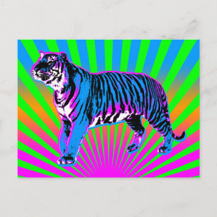 Corey Tiger 80-tal Retro Tiger Uppgående Sol Vykort