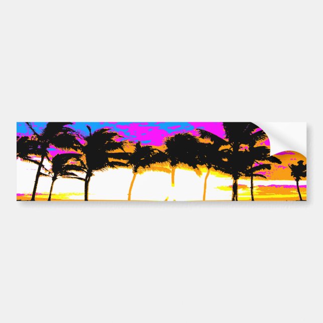 Corey Tiger 80-talet Handflatan Träd Sunset Bildekal (Framsidan)