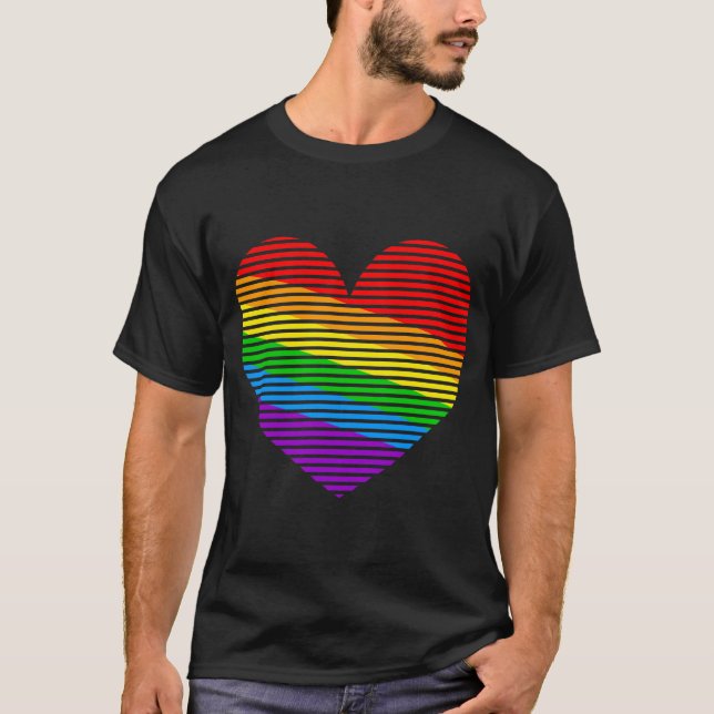Corey Tiger 80-talet Rainbow Rand Heart Shirt Tee (Framsida)