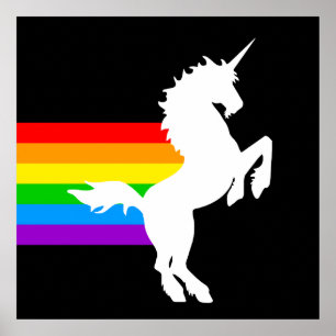 Corey Tiger 80-talet Retro Unicorn Rainbow Poster