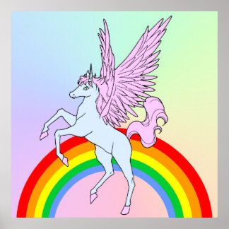 Corey Tiger 80-talet Vintage Stil Unicorn Rainbow Poster