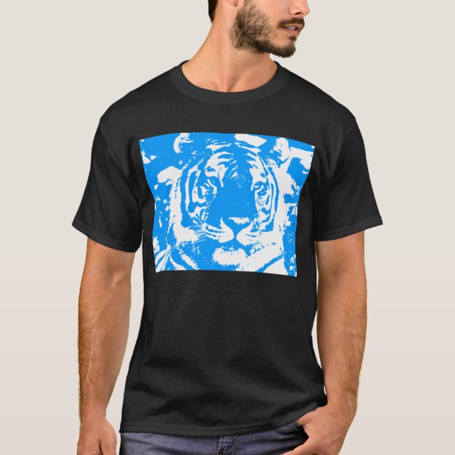 COREY TIGER 80-TALETS BLÅA TIGERANSikte T-shirt (Framsida)