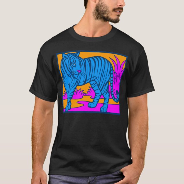 COREY TIGER 80-TALETS BLÅA TIGERSCENEN TEE (Framsida)
