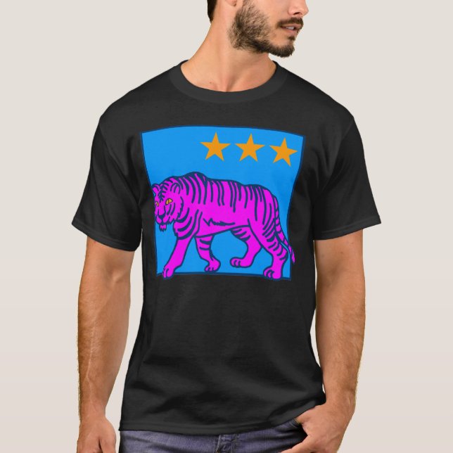 COREY TIGER 80-TALETS ROSA TIGERSTJÄRNOR TEE SHIRT (Framsida)