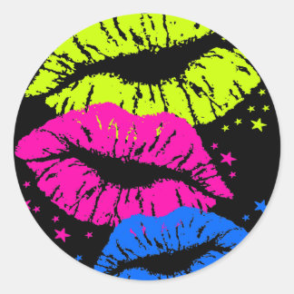 Corey Tiger 80-talets Vintage Läppar & Stars Kisse Runt Klistermärke