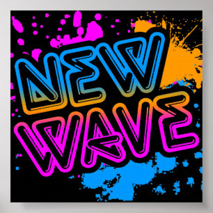 Corey Tiger 80-talets Vintage New Wave Neon Splatt Poster
