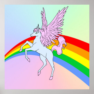 Corey Tiger 80-talets Vintage Unicorn Rainbow Poster
