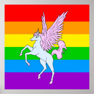 Corey Tiger 80-talets Vintage Unicorn Rainbow Poster
