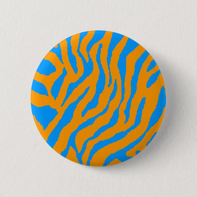 COREY TIGER 80-tals RETRO BLÅ ORANGE RANDIGA TIGER Knapp (Framsida)