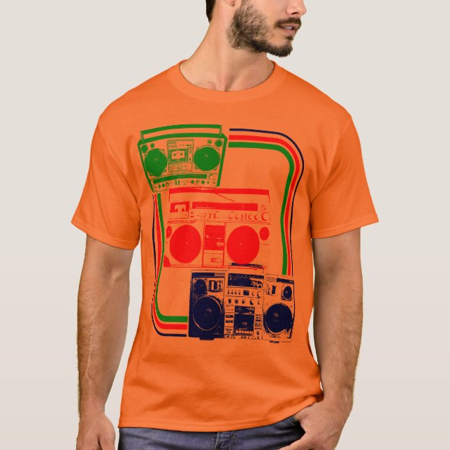 Corey Tiger 80-tals Retro Boombox Radio T Shirt (Framsida)