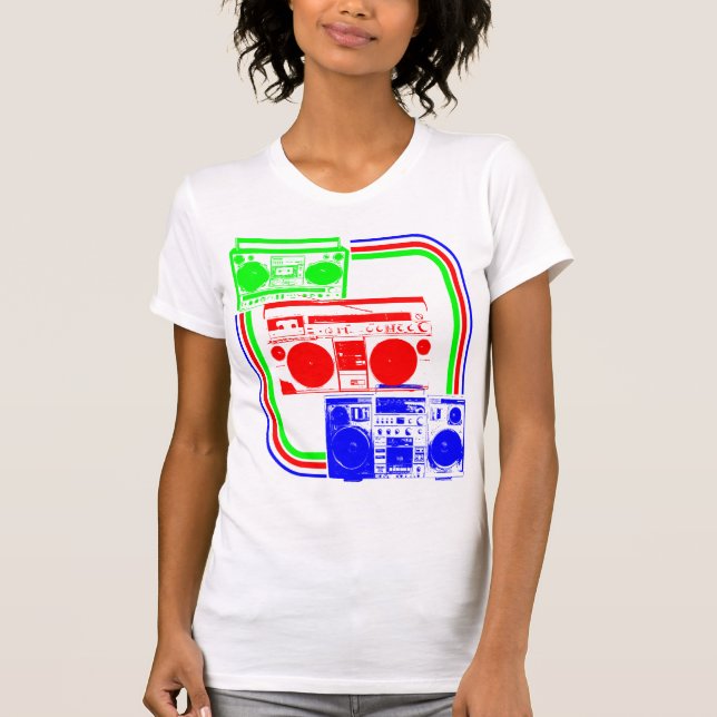 Corey Tiger 80-tals Retro Boombox Radio T Shirt (Framsida)