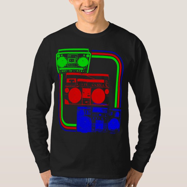 Corey Tiger 80-tals Retro Boombox Radio T Shirt (Framsida)