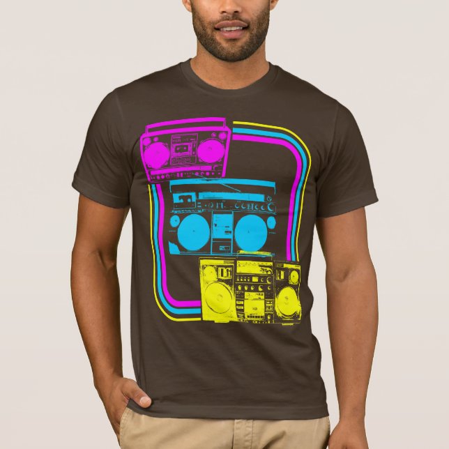 Corey Tiger 80-tals Retro Boombox Radio Tee (Framsida)