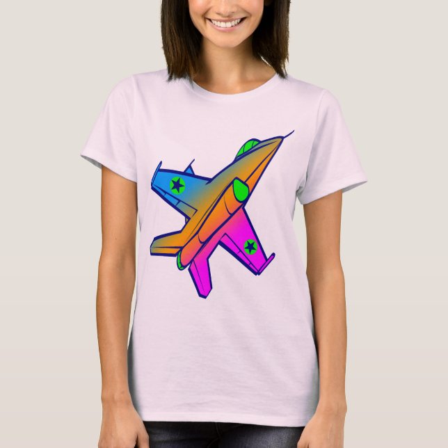 Corey Tiger 80-tals Retro Jet Fighter Plan T-shirt (Framsida)