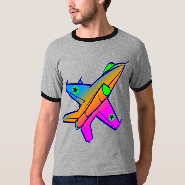 Corey Tiger 80-tals Retro Jet Fighter Plan Tee (Framsida)