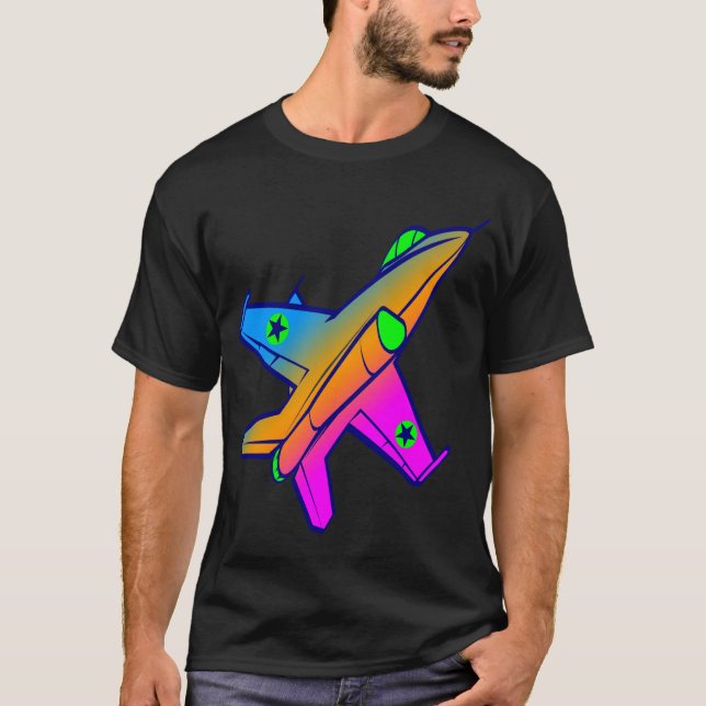 Corey Tiger 80-tals Retro Jet Fighter Plan Tee Shirt (Framsida)