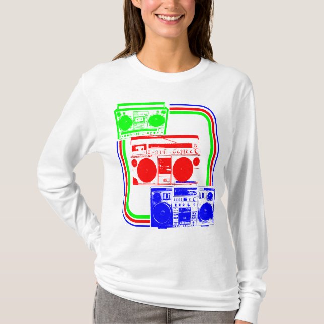 Corey Tiger 80-tals Retro Radio Bandspelare Tee Shirt (Framsida)