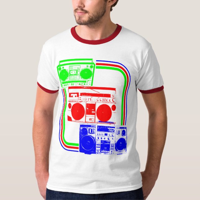 Corey Tiger 80-tals Retro Radio Boombox Tee Shirt (Framsida)