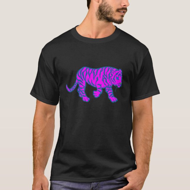 COREY TIGER 80-tals ROSA TIGER PÅ LÖS GÅNG Tee (Framsida)