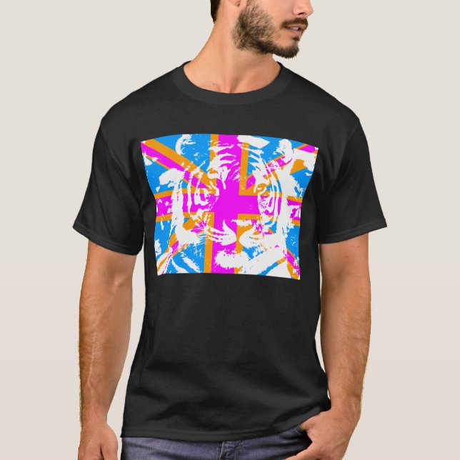 COREY TIGER 80-tals UK TIGER ANSIKTE Tee Shirt (Framsida)