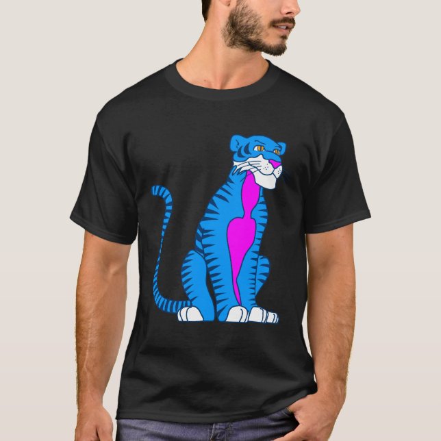 COREY TIGER 80-TALS VARNING BLÅ TIGER TEE SHIRT (Framsida)
