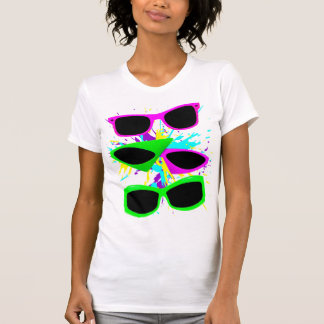 Corey Tiger 80-tals Vintage Neon Solglasögon Splat Tee Shirt