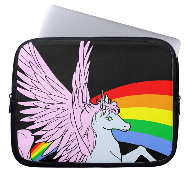 Corey Tiger 80s Enhörning Regnbåge Laptop Sleeve (Framsidan)