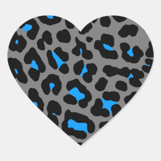 Corey Tiger 80s Leopardfläckar (Grå) Hjärtformat Klistermärke