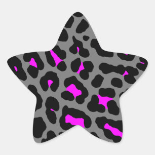 Corey Tiger 80s Leopardfläckar (Grå) Stjärnformat Klistermärke