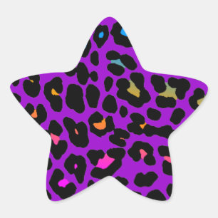 Corey Tiger 80s Leopardfläckar (Lila) Stjärnformat Klistermärke