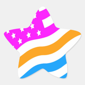 Corey Tiger 80s Neon Amerikansk USA Flagga Stjärnformat Klistermärke