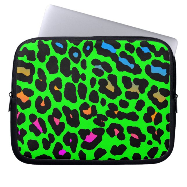 Corey Tiger 80s Neon Leopardtryck Laptop Fodral (Framsidan)