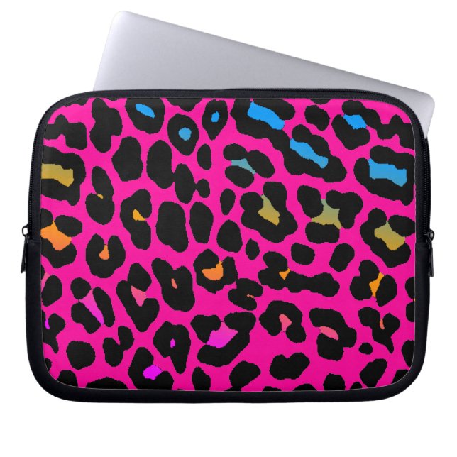 Corey Tiger 80s Neon Leopardtryck Laptop Sleeve (Framsidan)