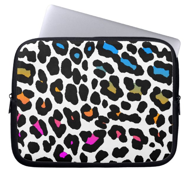 Corey Tiger 80s Neon Leopardtryck Laptop Sleeve (Framsidan)