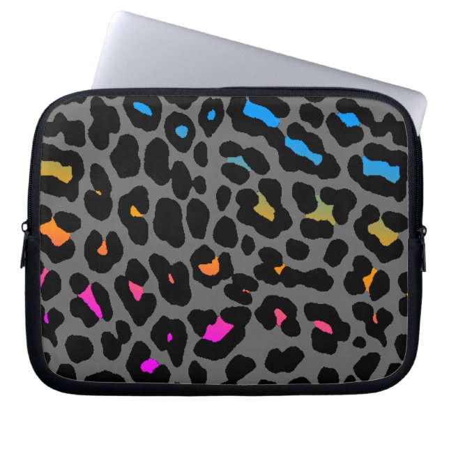 Corey Tiger 80s Neon Leopardtryck Laptop Sleeve (Framsidan)