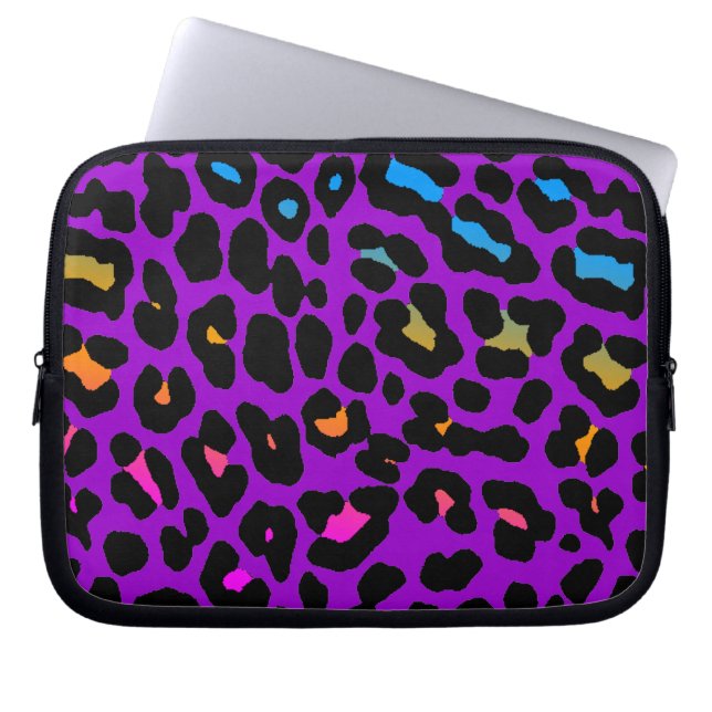 Corey Tiger 80s Neon Leoprint Laptop Sleeve (Framsidan)
