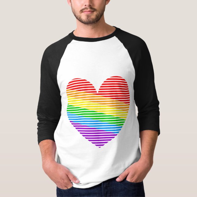 Corey Tiger 80s Rainbow Stripe Heart Raglan Tröja (Framsida)