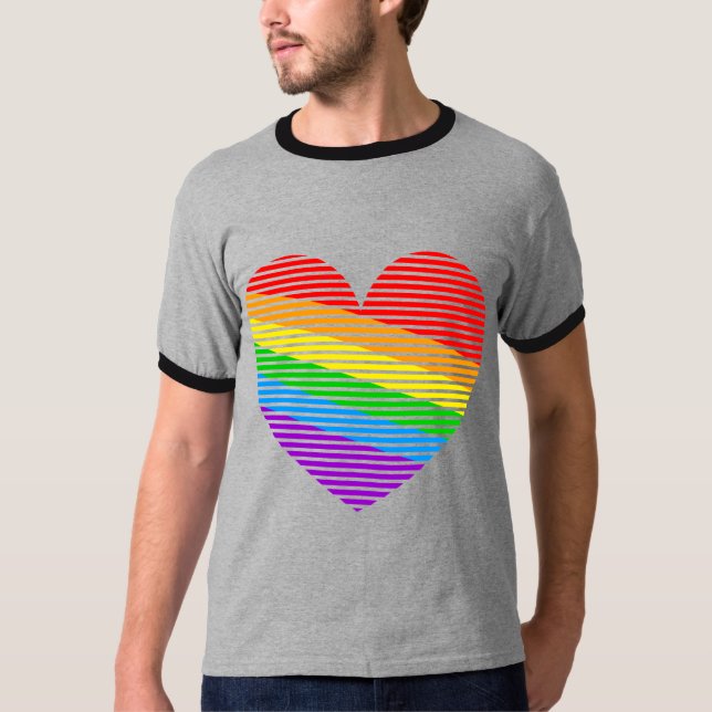 Corey Tiger 80s Rainbow Stripe Heart Tröja (Framsida)