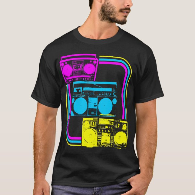 Corey Tiger 80s Retro Boombox Radio T-shirt (Framsida)