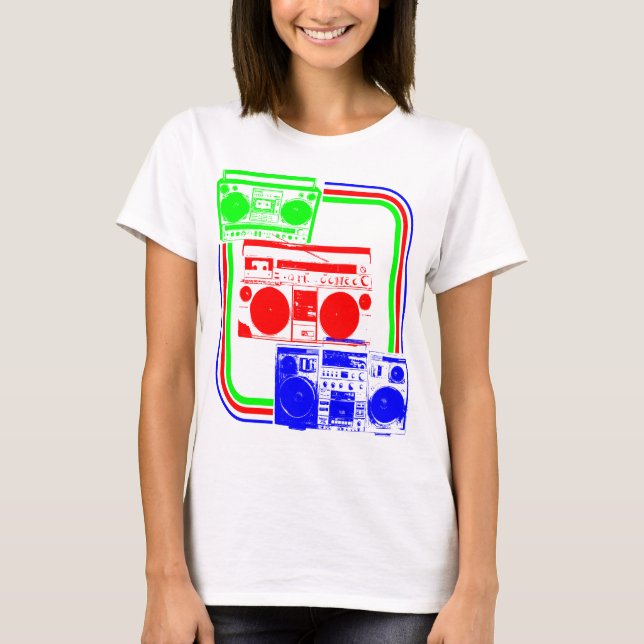 Corey Tiger 80s Retro Boombox Radio T-shirt (Framsida)