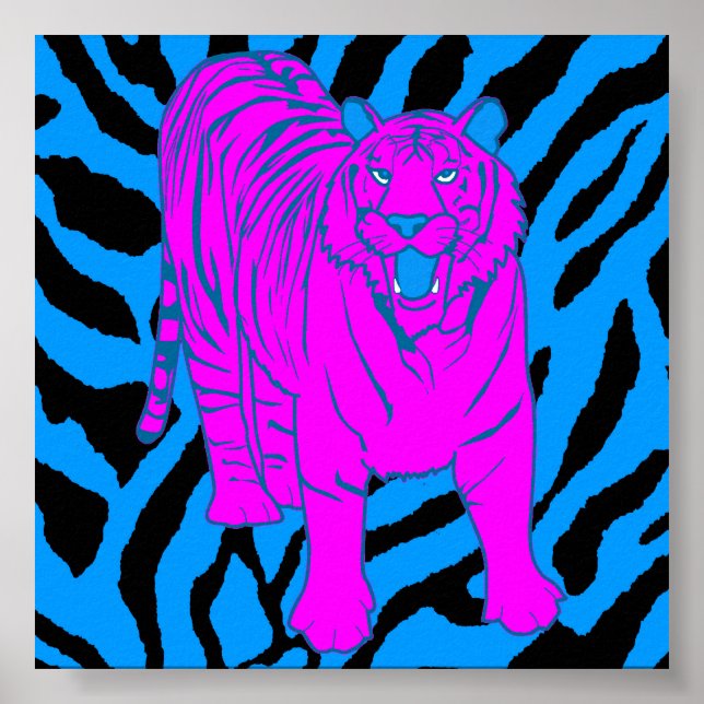 Corey Tiger 80s Retro Growling Tiger Poster (Framsidan)