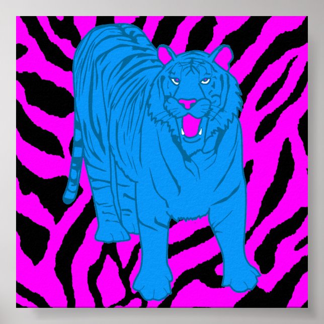 Corey Tiger 80s Retro Growling Tiger Poster (Framsidan)