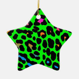 Corey Tiger 80s Retro Leopardskrivning Stjärna Orn Julgransprydnad Keramik