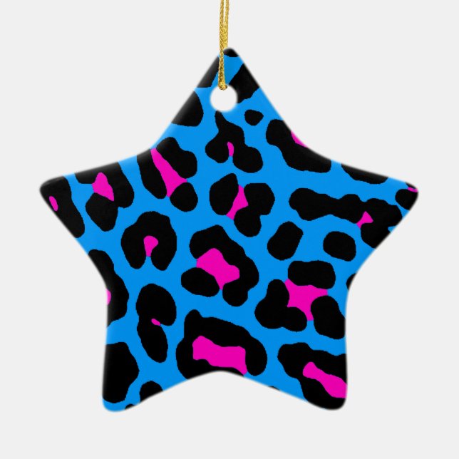 Corey Tiger 80s Retro Leopardtryck Stjärna Ornamen Julgransprydnad Keramik (Framsidan)