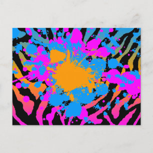 COREY TIGER '80s RETRO MÅLAD SPLATTER & RANDIGA RÄ Vykort