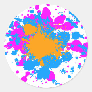 Corey Tiger 80s Retro Paint Splatter (Multifärgad) Runt Klistermärke