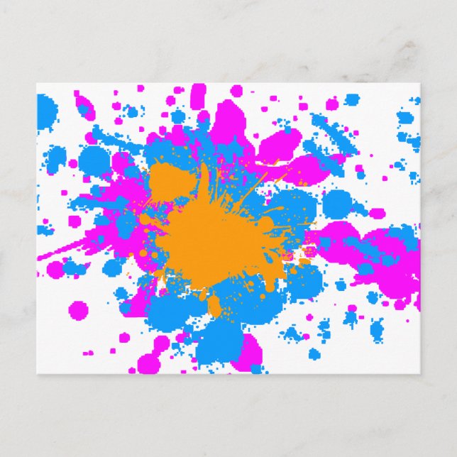 Corey Tiger 80s Retro Paint Splatter (Multifärgad) Vykort (Framsida)