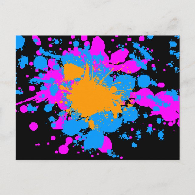 Corey Tiger 80s Retro Paint Splatter (Multifärgad) Vykort (Framsida)